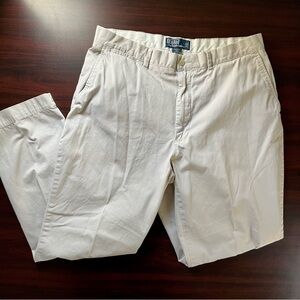 Vintage 90s Polo Ralph Lauren Pants Beige Preston Khaki Chino Cotton Flat 36x30